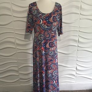 MT Collection Sz XL Paisley Print Long Maxi Dress